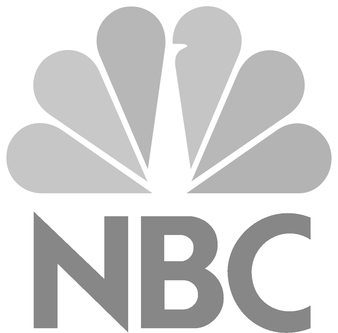 Gray NBC logo on a black background