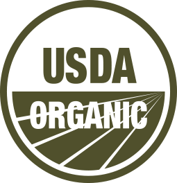 USDA Organic logo with a green border and white text on a black background