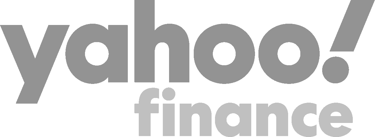 Yahoo Finance logo in gray on a black background